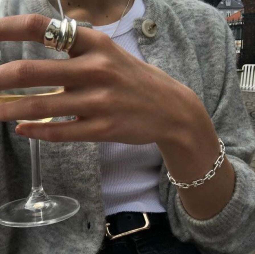 925 Sterling Silver Bracelets Basic Modern Style Classic Style