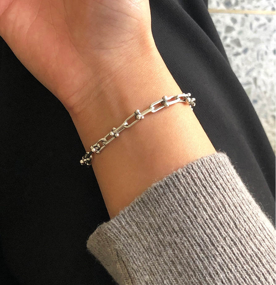 925 Sterling Silver Bracelets Basic Modern Style Classic Style
