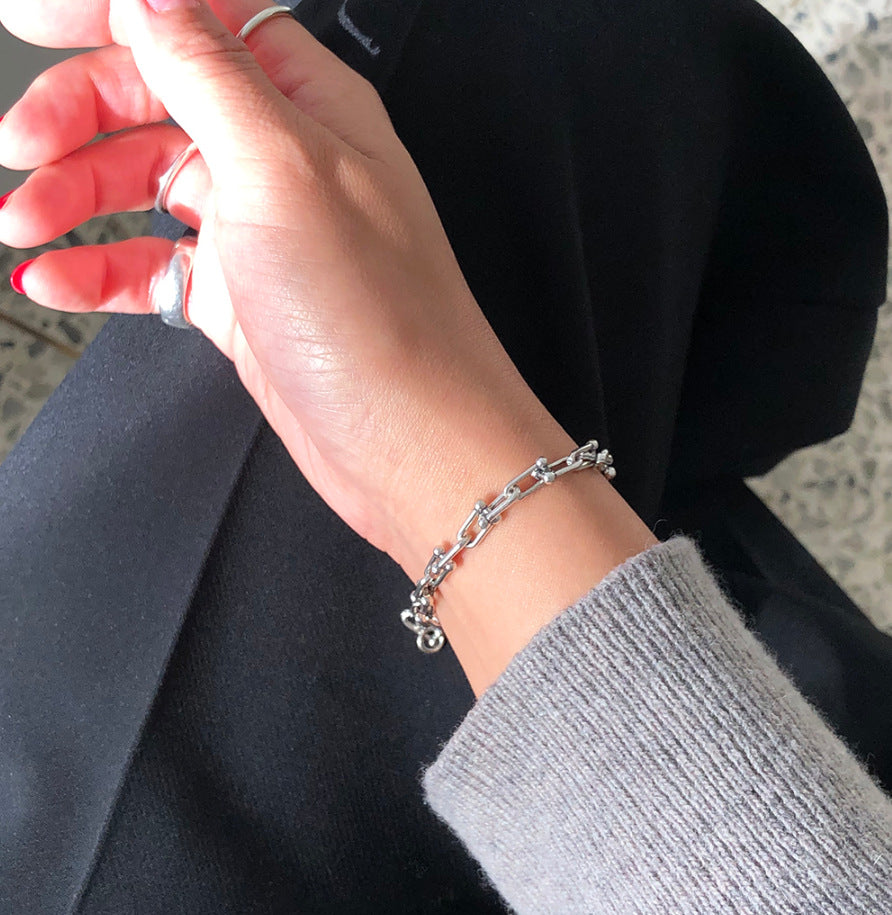 925 Sterling Silver Bracelets Basic Modern Style Classic Style