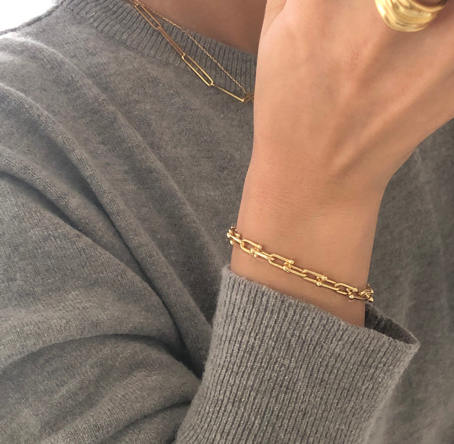 925 Sterling Silver Bracelets Basic Modern Style Classic Style