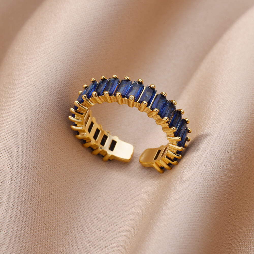 Copper Inlay Solid Color Rhinestones Rings