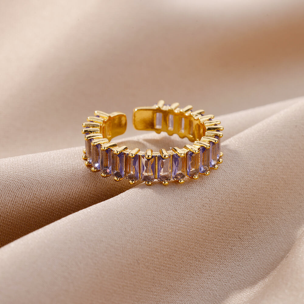 Copper Inlay Solid Color Rhinestones Rings