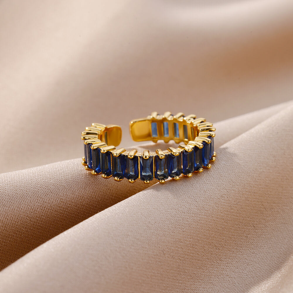 Copper Inlay Solid Color Rhinestones Rings