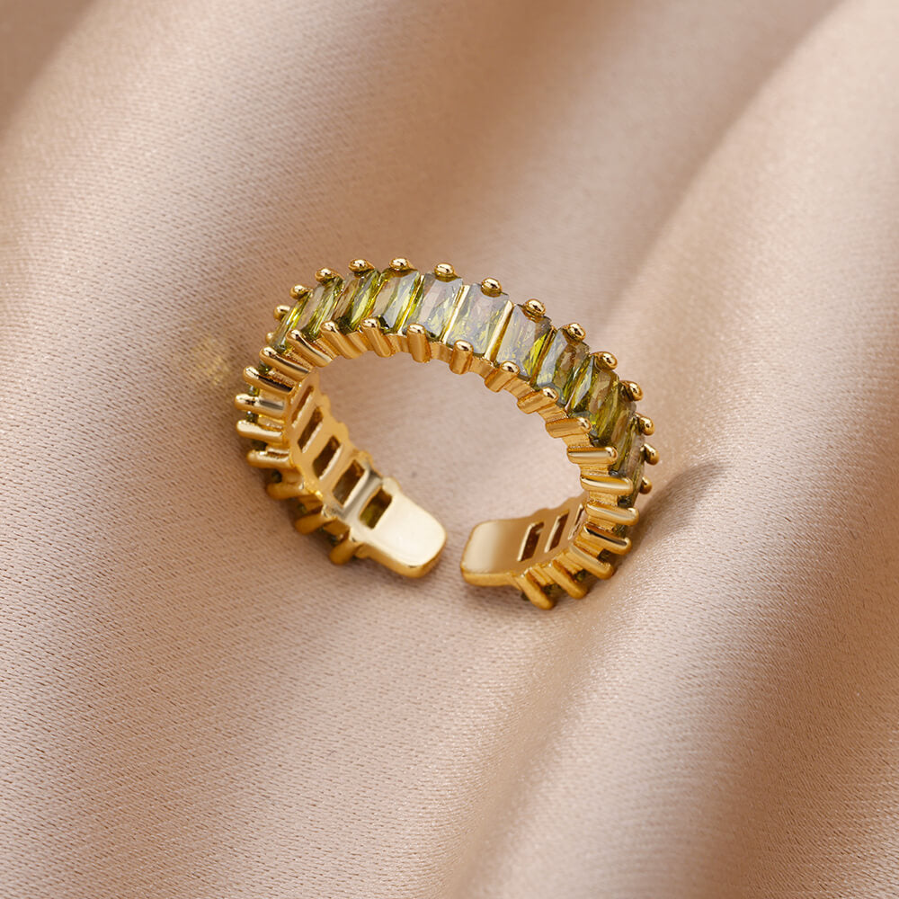 Copper Inlay Solid Color Rhinestones Rings