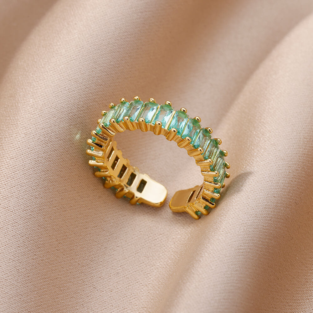 Copper Inlay Solid Color Rhinestones Rings