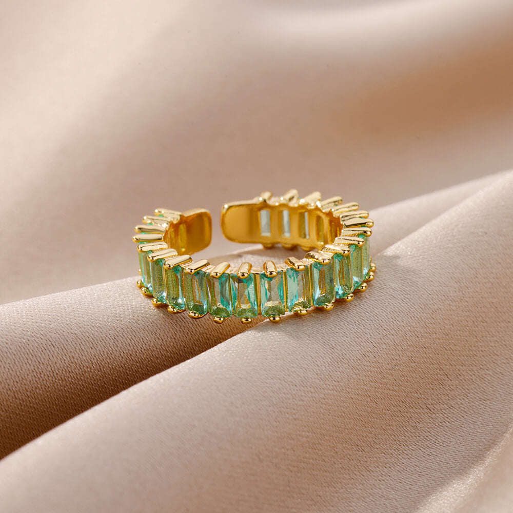 Copper Inlay Solid Color Rhinestones Rings