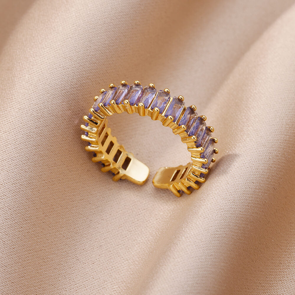 Copper Inlay Solid Color Rhinestones Rings