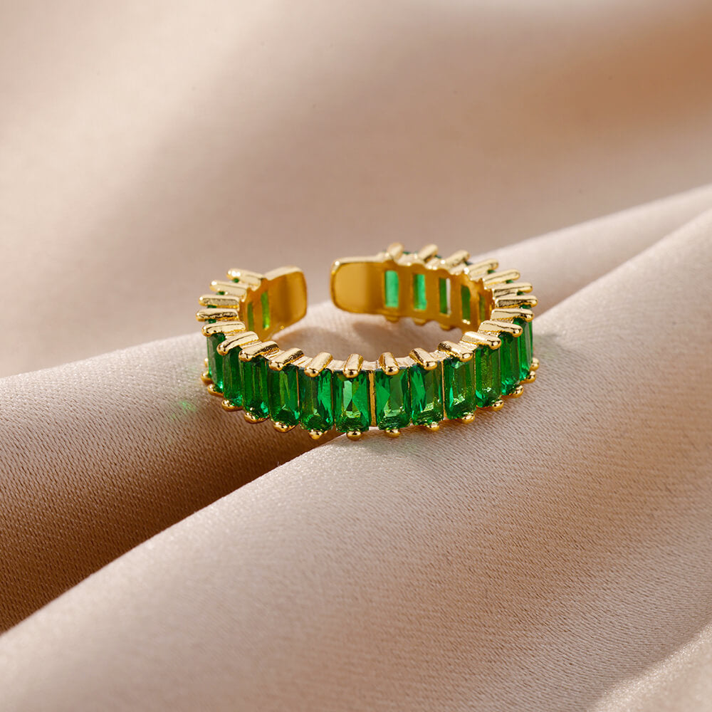 Copper Inlay Solid Color Rhinestones Rings