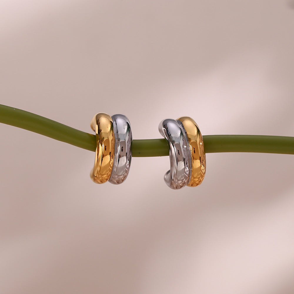 1 Pair Fashion C Shape Plating 304 Stainless Steel 18K Gold Plated Hoop Earrings