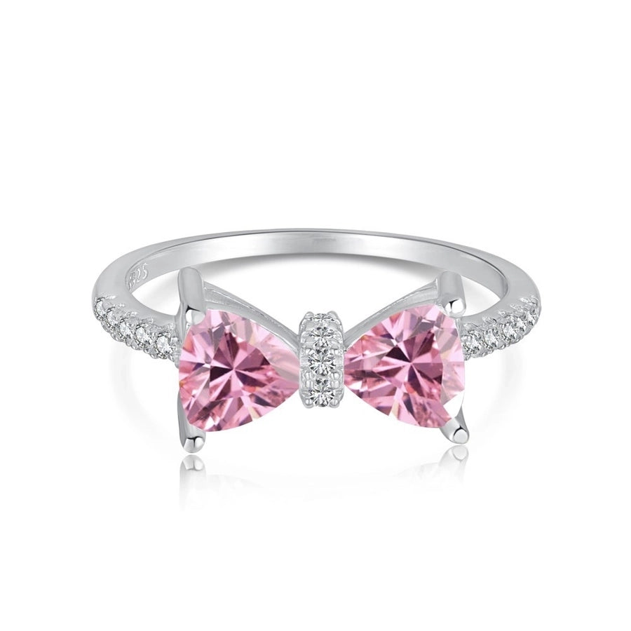 925 Sterling Silver Zircon Rings Bow Knot