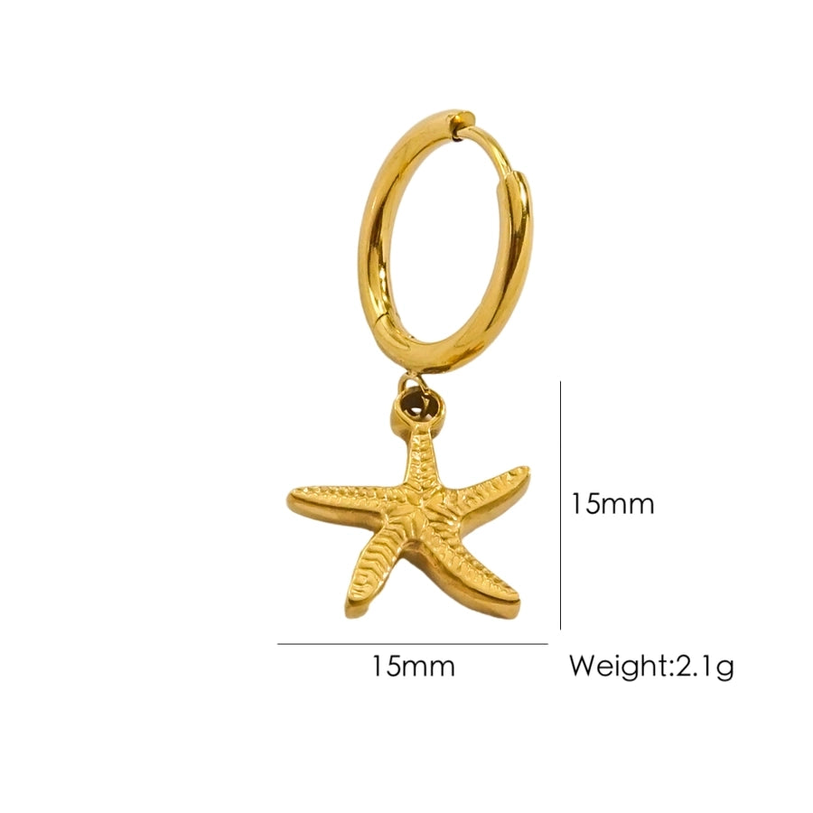 1 Piece IG Style Marine Style Beach Starfish Conch Dolphin Polishing 304 Stainless Steel 14K Gold Plated Drop Earrings