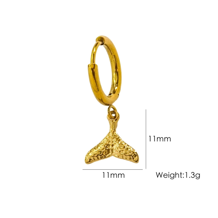 1 Piece IG Style Marine Style Beach Starfish Conch Dolphin Polishing 304 Stainless Steel 14K Gold Plated Drop Earrings