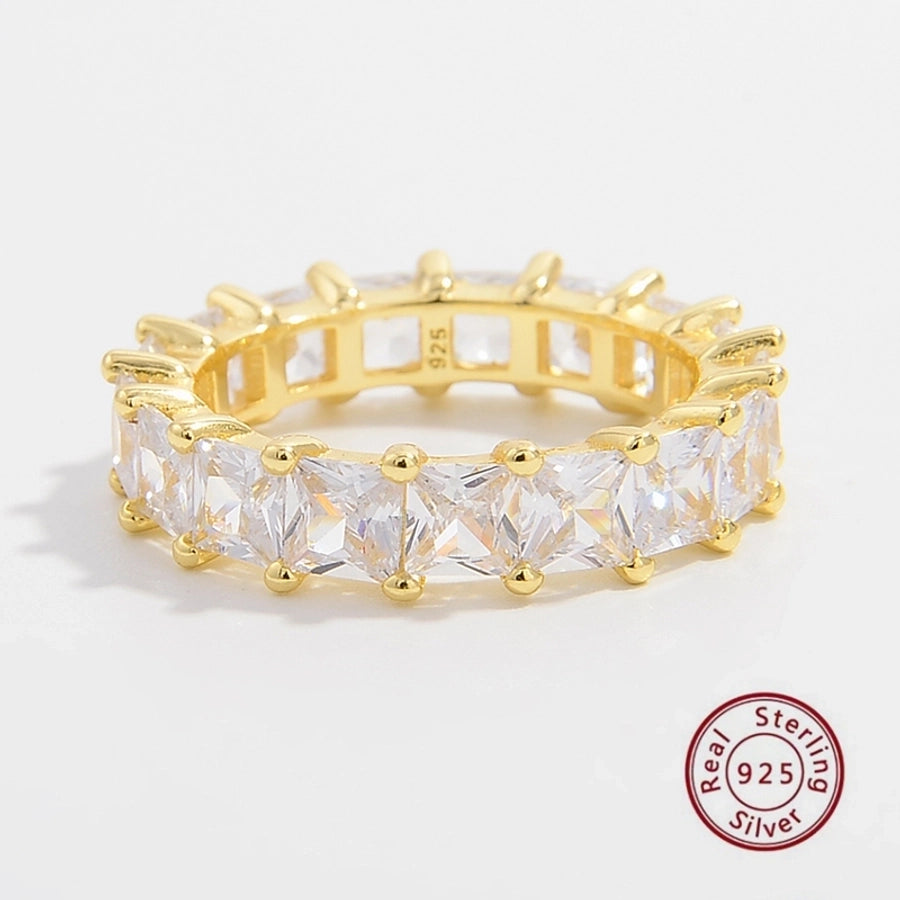 925 Sterling Silver Zircon Solid Color Rings
