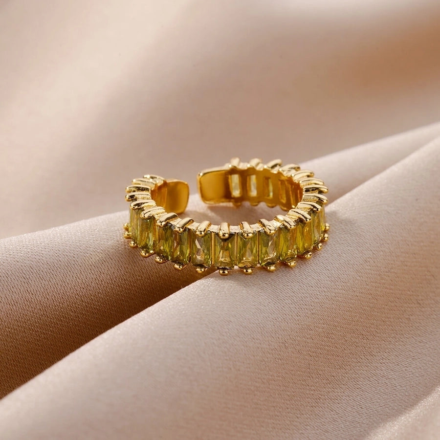 Copper Inlay Solid Color Rhinestones Rings