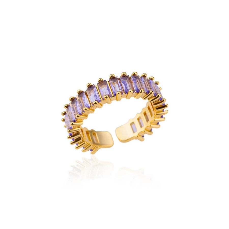 Copper Inlay Solid Color Rhinestones Rings