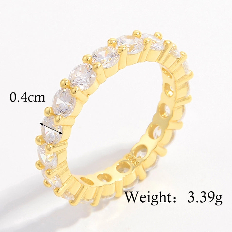 925 Sterling Silver Zircon Solid Color Rings