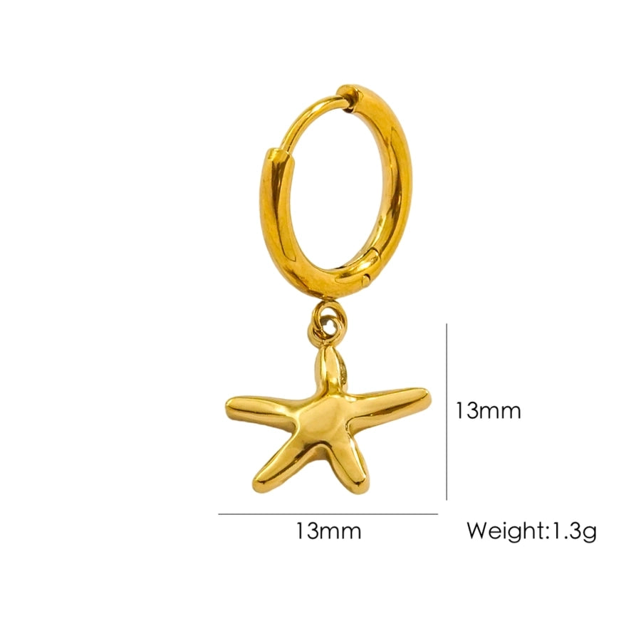 1 Piece IG Style Marine Style Beach Starfish Conch Dolphin Polishing 304 Stainless Steel 14K Gold Plated Drop Earrings