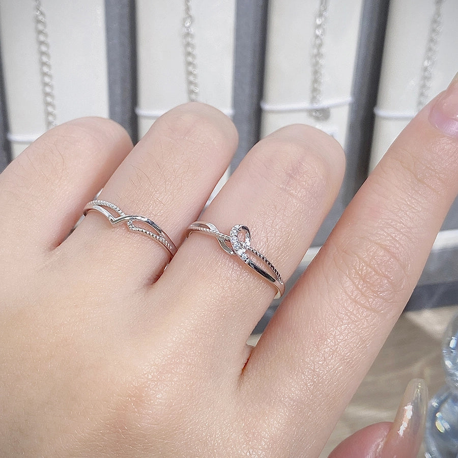 925 Sterling Silver Zircon Lines Notes Rings