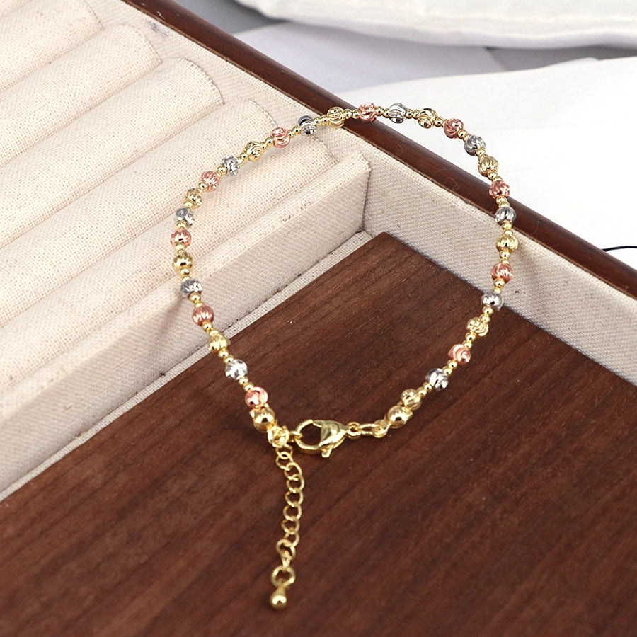 Copper 18K Gold Plated Beaded Plating Round Bracelets Necklace