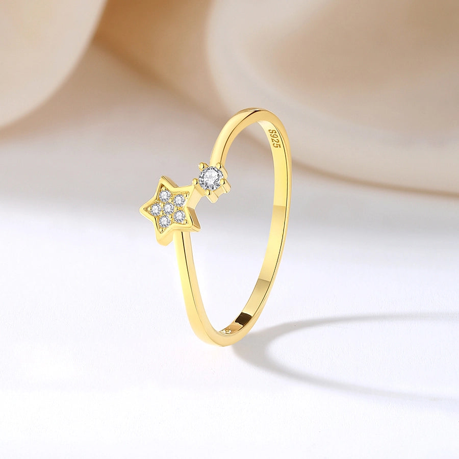 925 Sterling Silver Zircon Star Rings