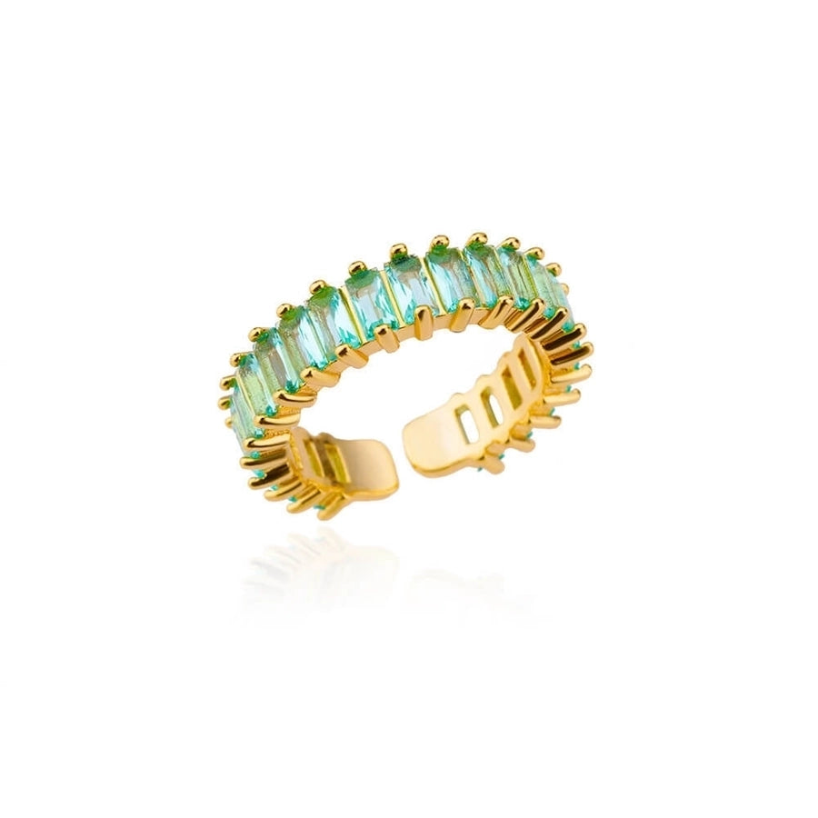 Copper Inlay Solid Color Rhinestones Rings
