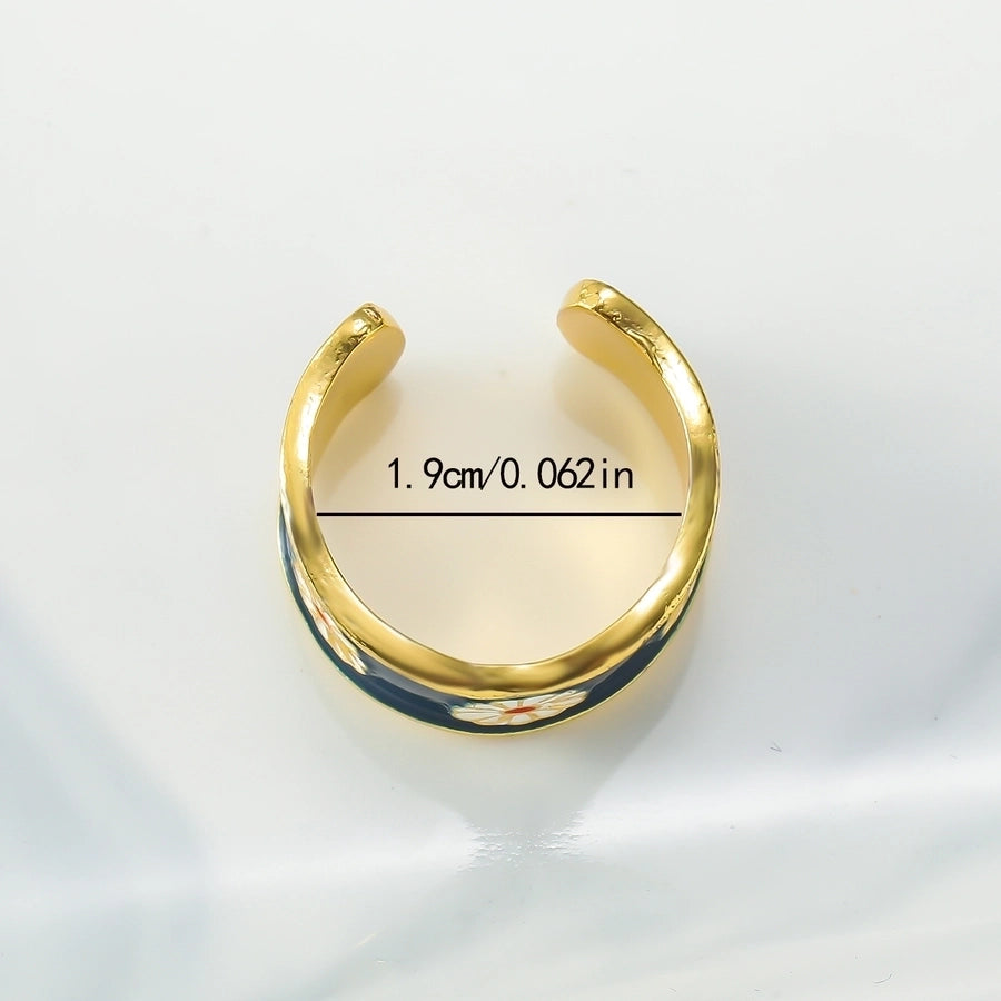 Casual Elegant Flower Alloy Enamel Women's Open Rings