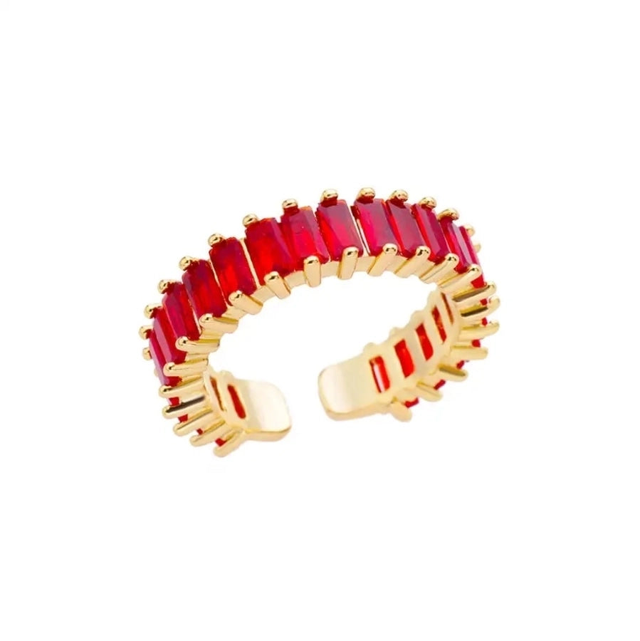 Copper Inlay Solid Color Rhinestones Rings
