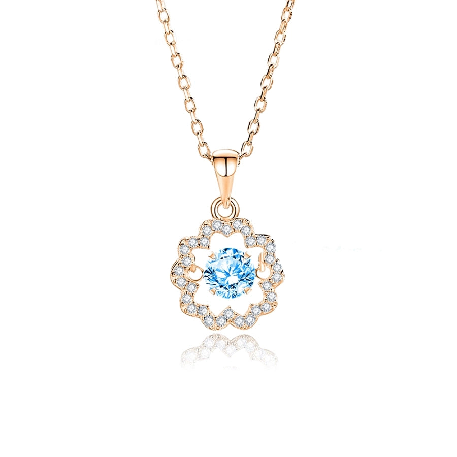 925 Sterling Silver Moissanite Zircon Inlay Flower Pendant Necklace
