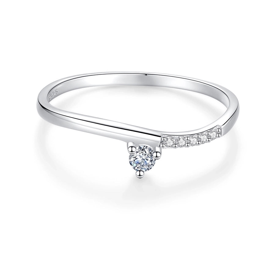 925 Sterling Silver Zircon Curve Rings