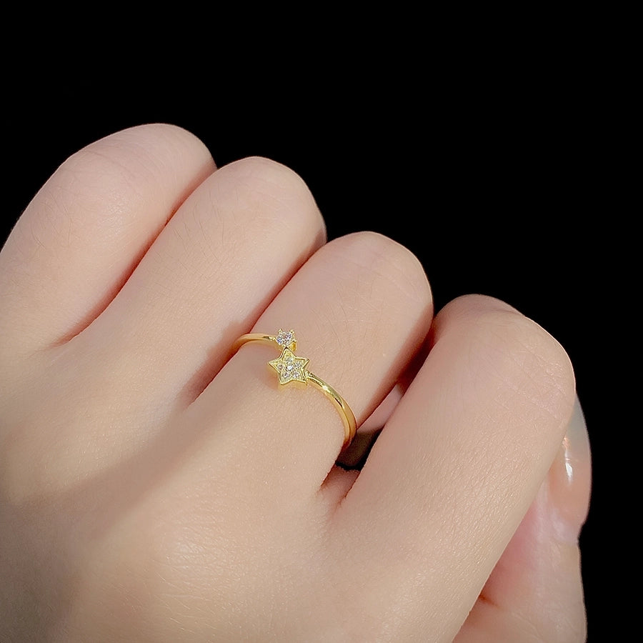 925 Sterling Silver Zircon Star Rings