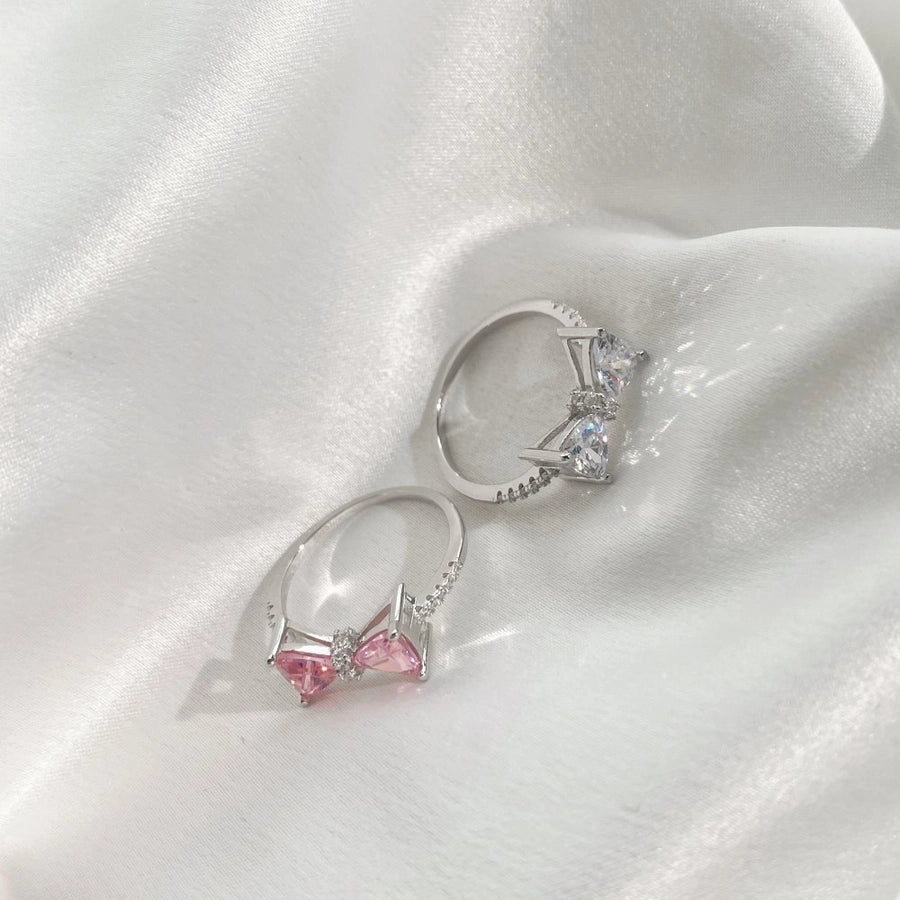 925 Sterling Silver Zircon Rings Bow Knot