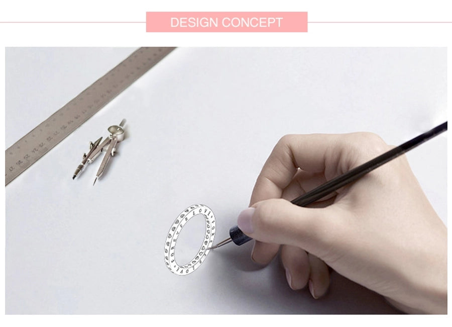 925 Sterling Silver Letter Heart Shape Rings