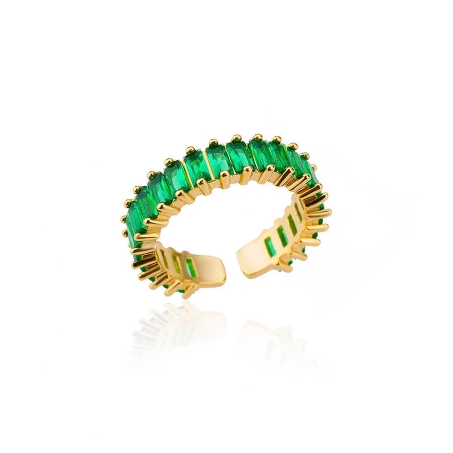 Copper Inlay Solid Color Rhinestones Rings