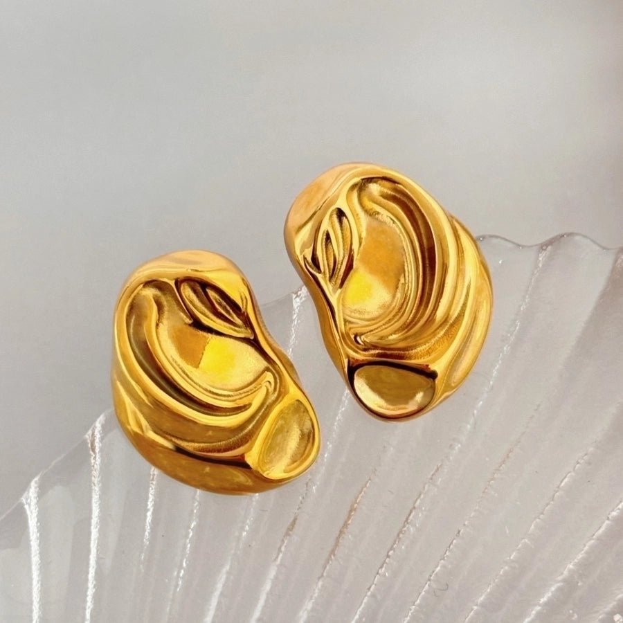 1 Pair Simple Style Solid Color Plating Stainless Steel 18K Gold Plated Ear Studs