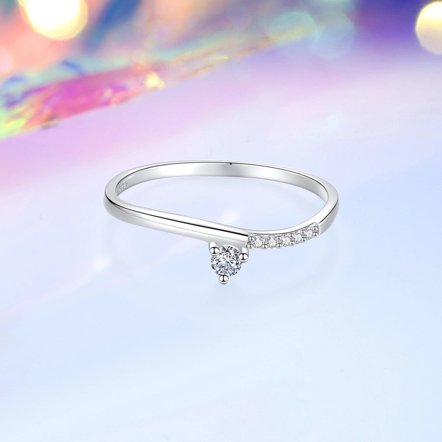 925 Sterling Silver Zircon Curve Rings