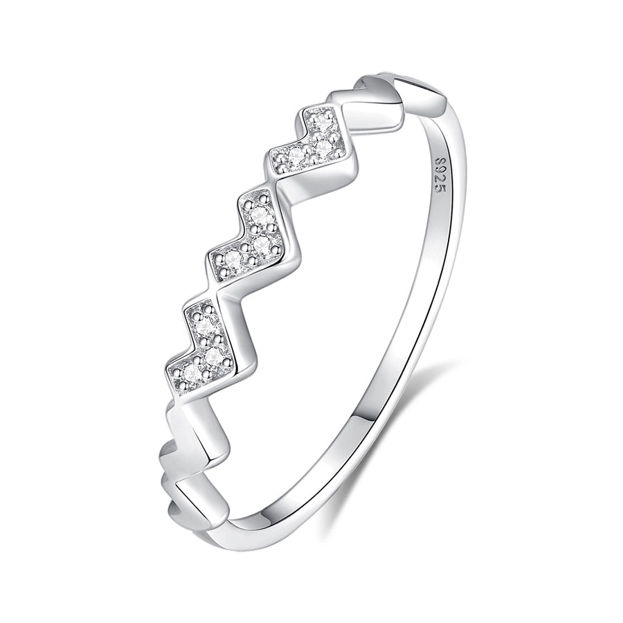 925 Sterling Silver Zircon Heart Shape Rings