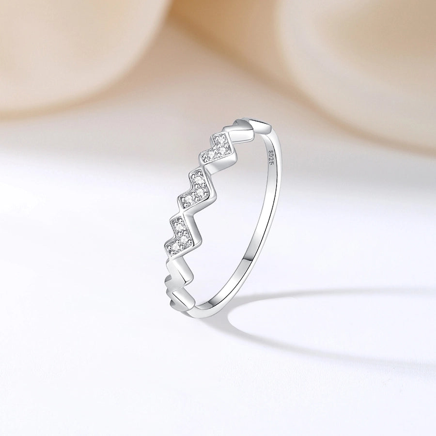 925 Sterling Silver Zircon Heart Shape Rings