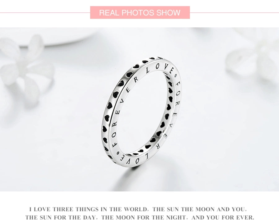 925 Sterling Silver Letter Heart Shape Rings