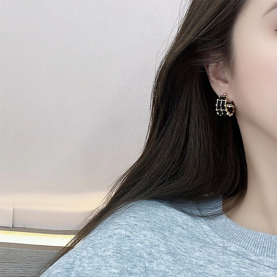1 pair simple style c shape plating alloy cloth gold plated ear cuffs ear studs