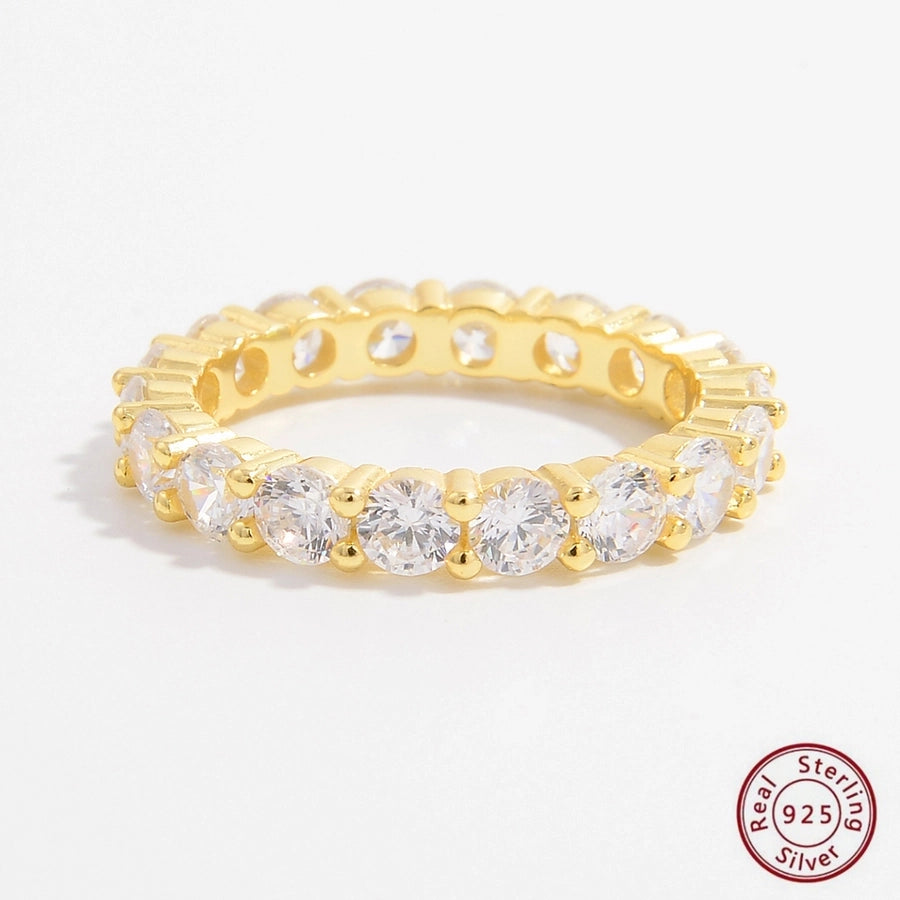 925 Sterling Silver Zircon Solid Color Rings