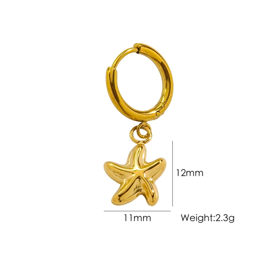 1 Piece IG Style Marine Style Beach Starfish Conch Dolphin Polishing 304 Stainless Steel 14K Gold Plated Drop Earrings
