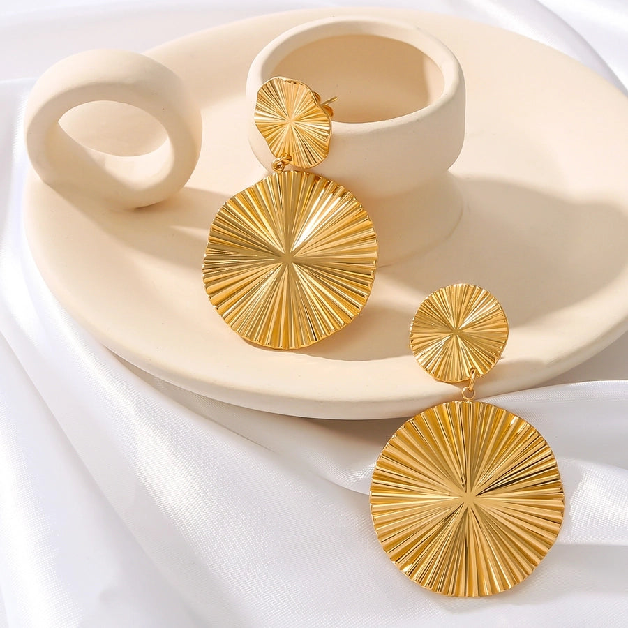 1 Pair Vintage Style Simple Style Geometric Plating 304 Stainless Steel 18K Gold Plated Drop Earrings