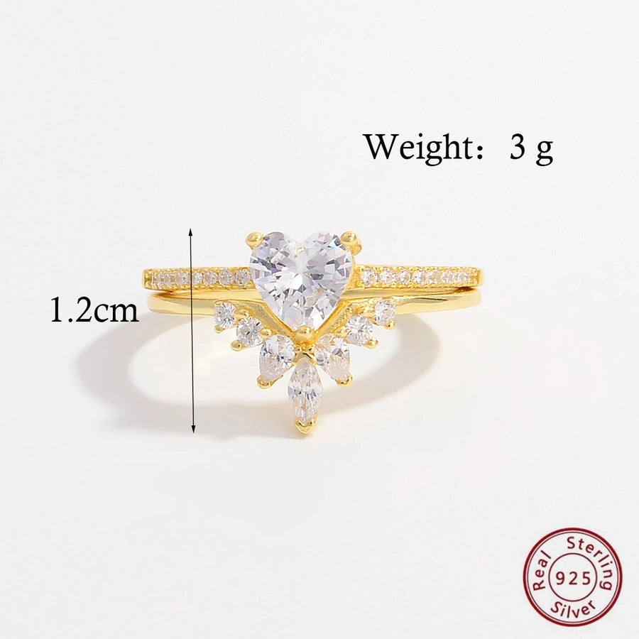 925 Sterling Silver Zircon Solid Color Rings