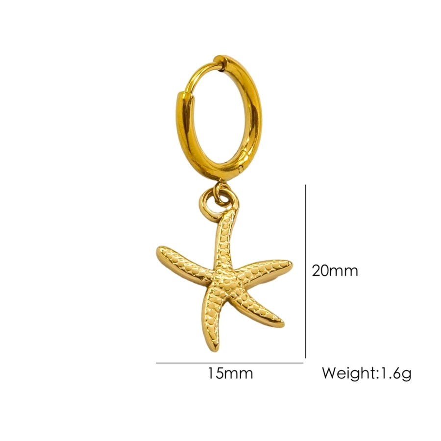 1 Piece IG Style Marine Style Beach Starfish Conch Dolphin Polishing 304 Stainless Steel 14K Gold Plated Drop Earrings