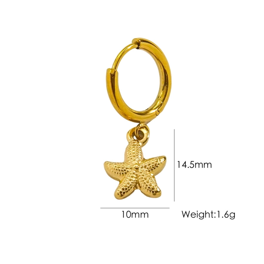 1 Piece IG Style Marine Style Beach Starfish Conch Dolphin Polishing 304 Stainless Steel 14K Gold Plated Drop Earrings