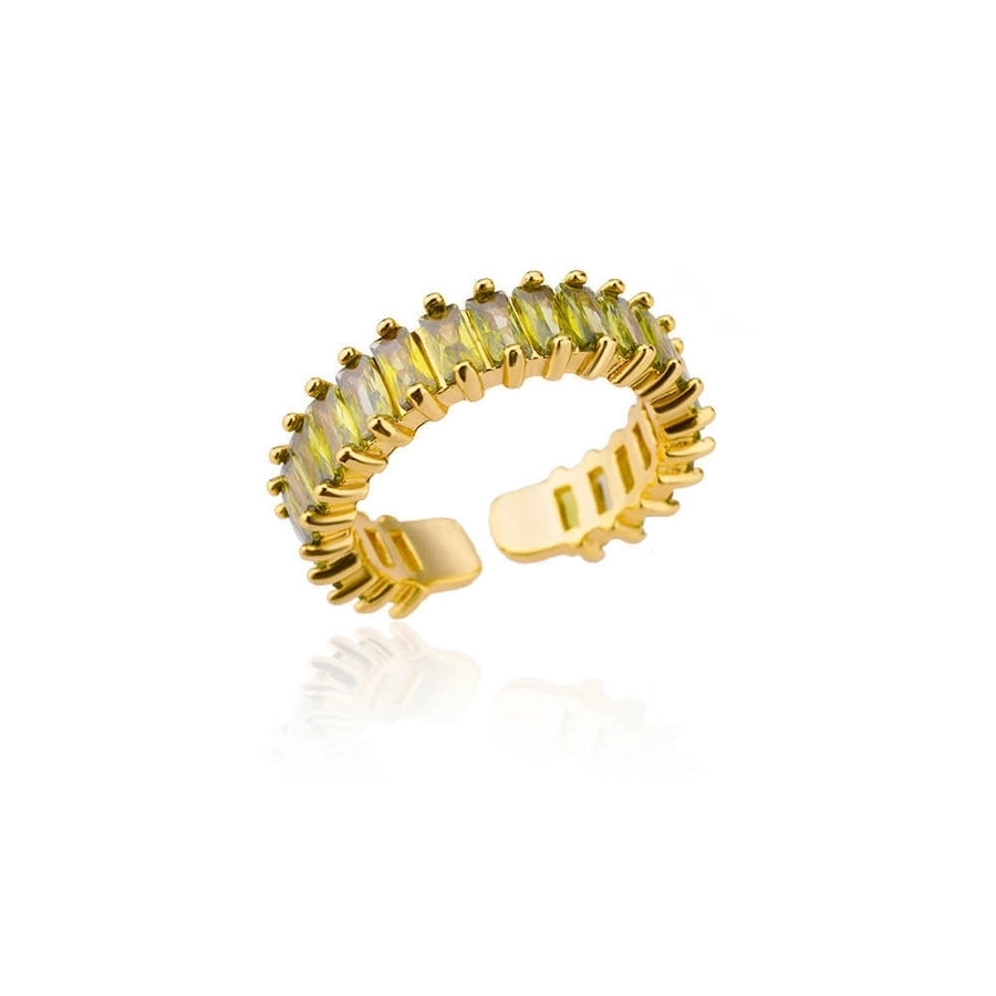 Copper Inlay Solid Color Rhinestones Rings
