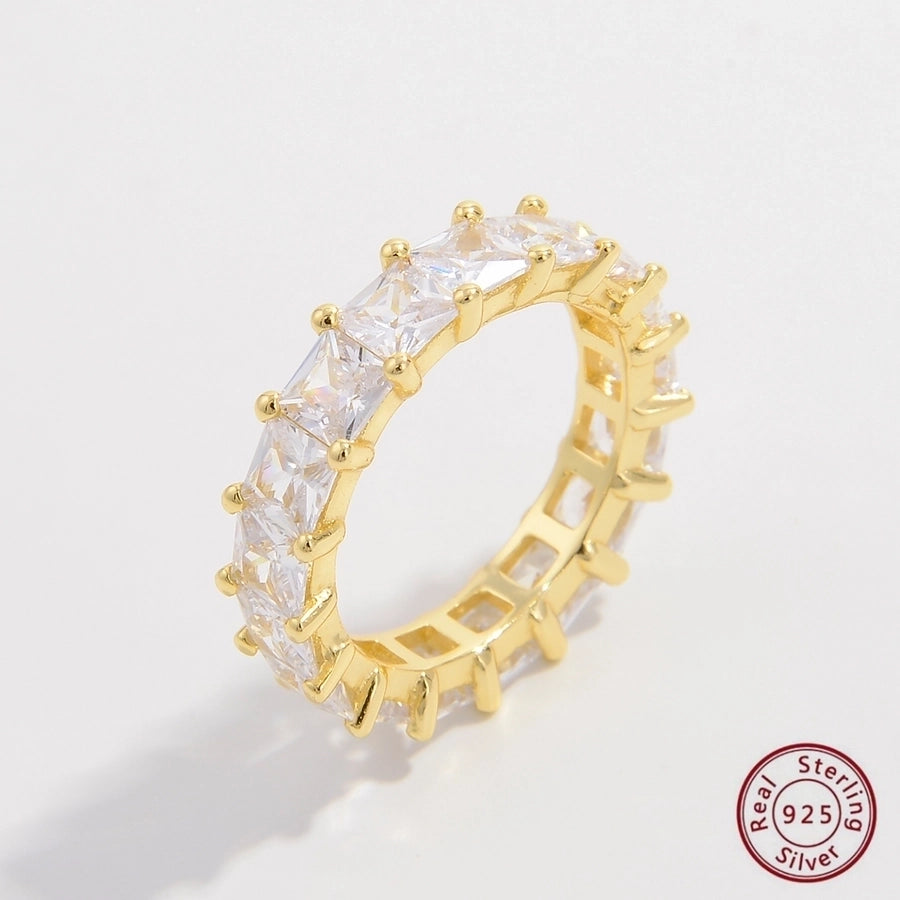 925 Sterling Silver Zircon Solid Color Rings