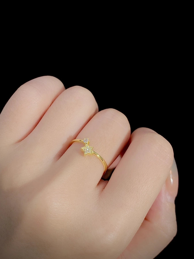 925 Sterling Silver Zircon Star Rings