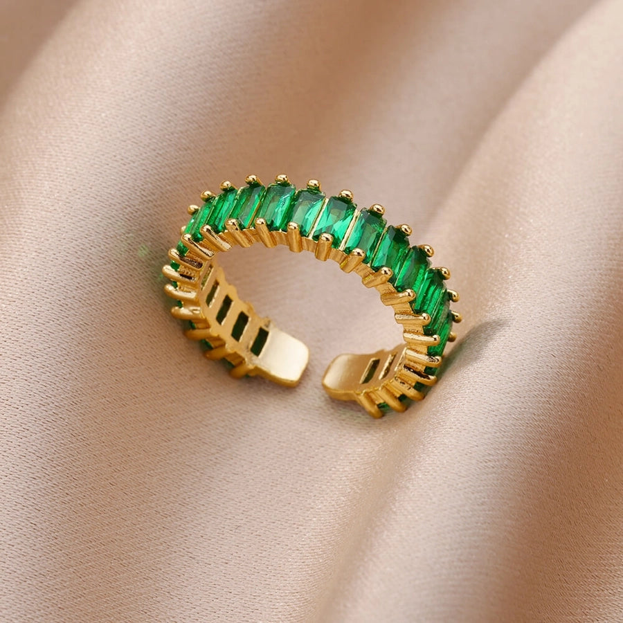 Copper Inlay Solid Color Rhinestones Rings