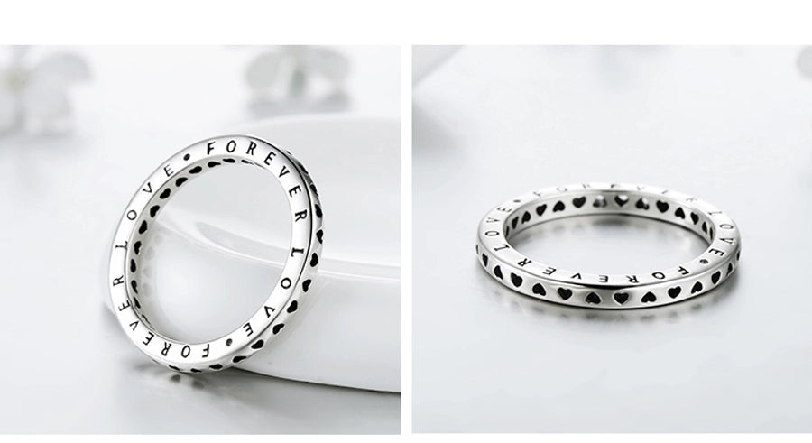 925 Sterling Silver Letter Heart Shape Rings